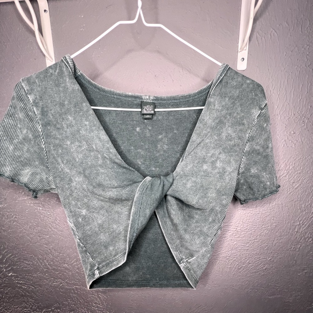 SUPER CUTE BOHO TWIST CROP TOP SAGE GREEN